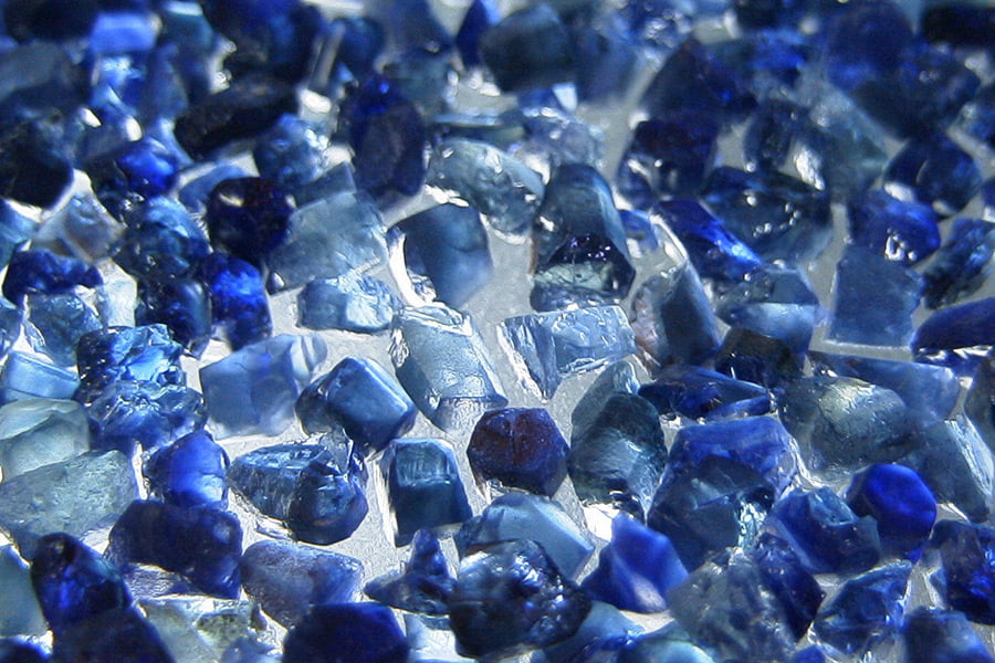 Blue rough sapphires